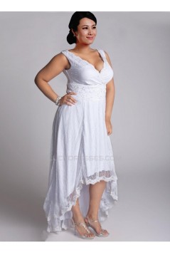 High Low Straps Lace Plus Size Bridal Gown WD010277