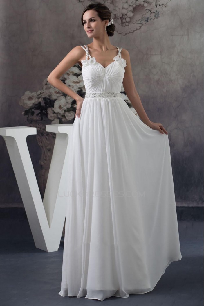 Sheath/Column Chiffon Floor Length Beaded Bridal Gown WD010279