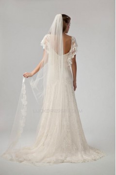 Elegant V-neck V-back Court Train Lace Bridal Gown WD010280