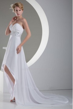 High Low Sweetheart Beaded Chiffon Bridal Wedding Dresses WD010286