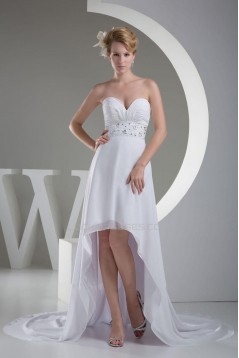 High Low Sweetheart Beaded Chiffon Bridal Wedding Dresses WD010286