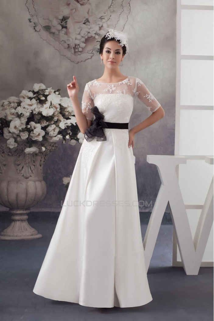 A-line Short Sleeves Bridal Wedding Dresses WD010294