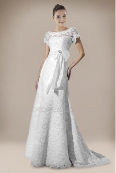 Elegant Short Sleeves Lace Bridal Wedding Dresses WD010295