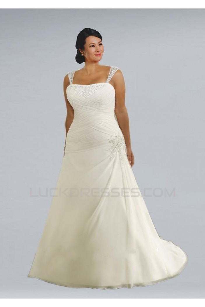 A-line Straps Sleeveless Plus Size Bridal Wedding Dresses WD010311