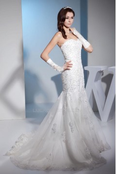 Trumpet/Mermaid Sweetheart Court Train Lace Bridal Wedding Dresses WD010331