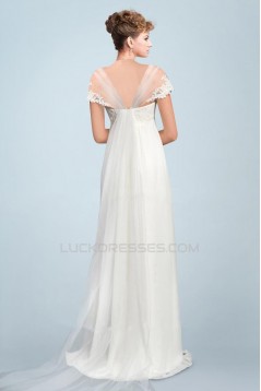 Empire Off the Shoulder Chiffon and Lace Bridal Maternity Wedding Dresses WD010340