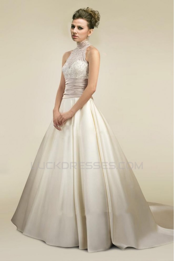 A-line Lace and Satin Bridal Wedding Dresses WD010350