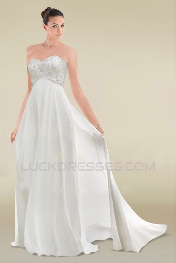 Empire Sweetheart Maternity Beaded Chiffon Bridal Wedding Dresses WD010360