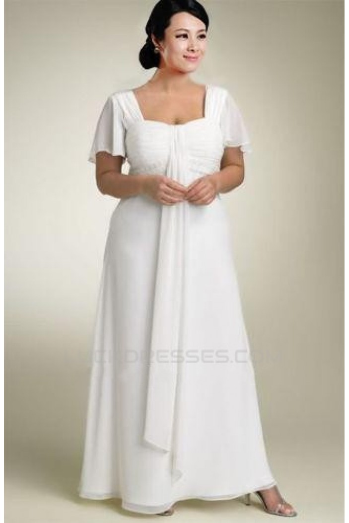 Sheath/Column Chiffon Plus Size Bridal Wedding Dresses WD010370