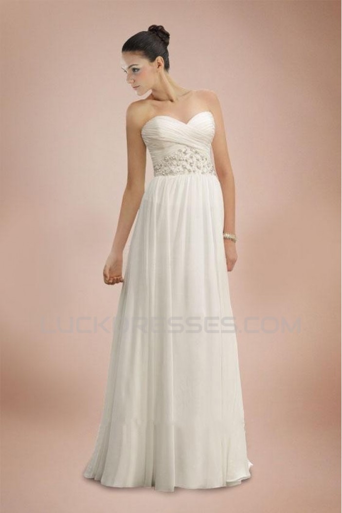 Sheath/Column Sweetheart Sweep Train Bridal Wedding Dresses WD010376