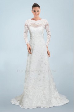 A-line Long Sleeves Lace Bridal Wedding Dresses WD010378