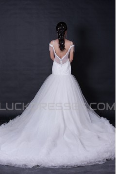 Trumpet/Mermaid Beaded Lace Bridal Wedding Dresses with one and a half meters Train WD010388