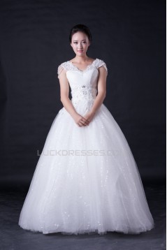 Ball Gown V-neck Beaded Bridal Wedding Dresses WD010393