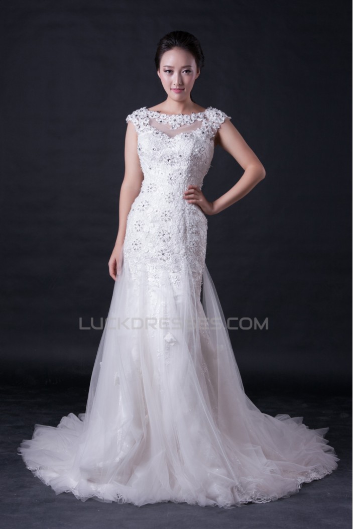 Trumpet/Mermaid Beaded Lace Bridal Wedding Dresses WD010396