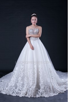 A-line Sweetheart Beaded Cathedral Train Bridal Wedding Dresses WD010399