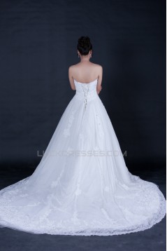 A-line Strapless Beaded Bridal Wedding Dresses WD010405