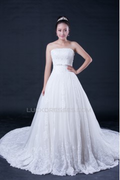 A-line Strapless Beaded Bridal Wedding Dresses WD010405