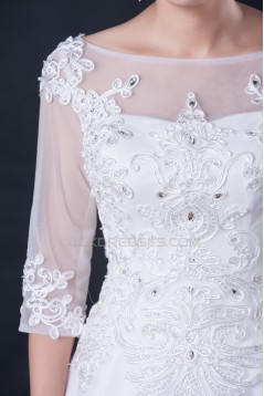 A-line Half Sleeves Beaded Lace Bridal Wedding Dresses WD010413