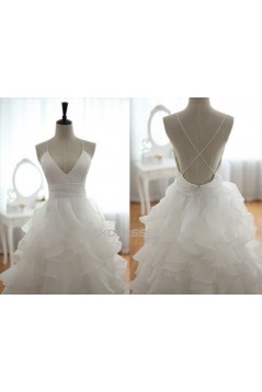 Ball Gown V-neck Spaghetti Strap Bridal Gown Wedding Dress WD010434