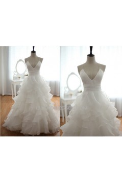 Ball Gown V-neck Spaghetti Strap Bridal Gown Wedding Dress WD010434