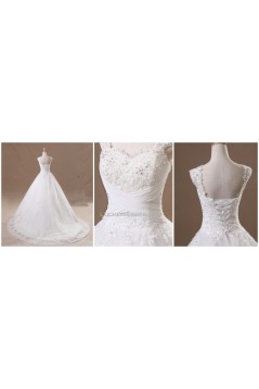 Ball Gown Beaded Straps Lace Bridal Gown Wedding Dress WD010436