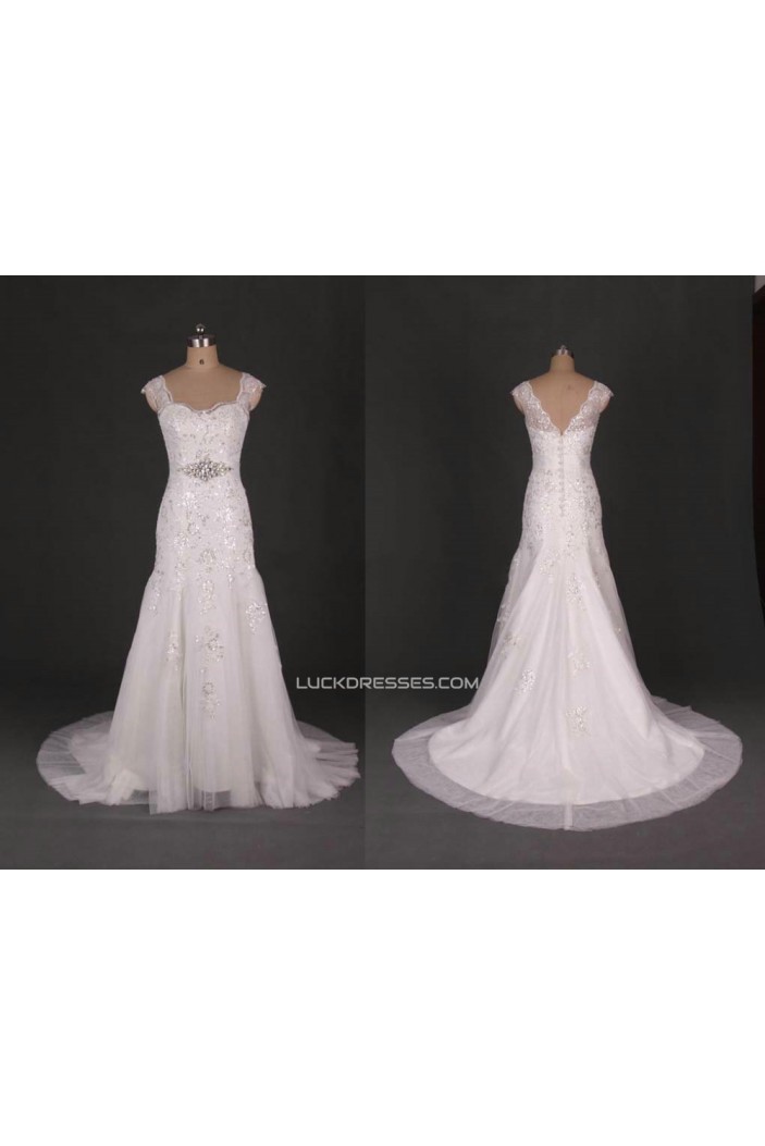 Trumpet/Mermaid Beaded Lace Bridal Gown Wedding Dress WD010440