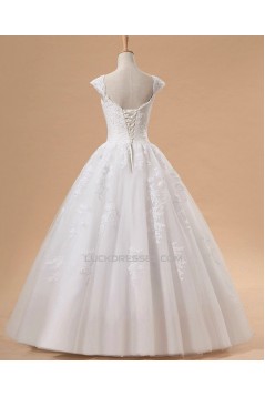 Ball Gown Cap Straps Beaded Lace Bridal Gown Wedding Dress WD010442