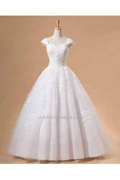 Ball Gown Cap Straps Beaded Lace Bridal Gown Wedding Dress WD010442