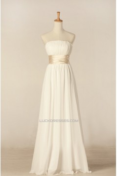 Sheath/Column Strapless Bowknot Chiffon Bridal Gown Wedding Dress WD010445