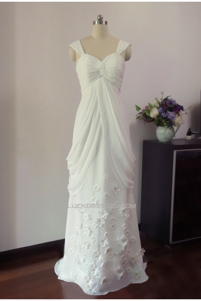 Sheath/Column Straps Chiffon Bridal Gown Wedding Dress WD010452