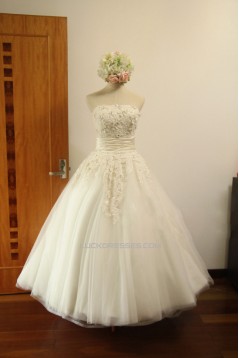 Ball Gown Strapless Beaded Lace Bridal Gown Wedding Dress WD010455