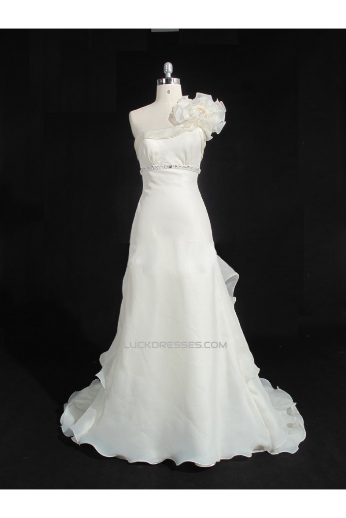 A-line Beaded One Shoulder Bridal Gown Wedding Dress WD010483
