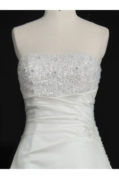 A-line Strapless Beaded Bridal Gown Wedding Dress WD010484