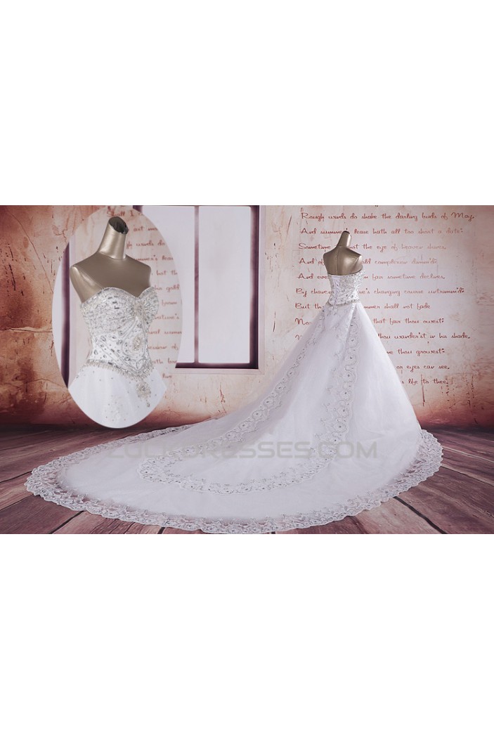 A-line Straps Beaded Bridal Wedding Dresses WD010501