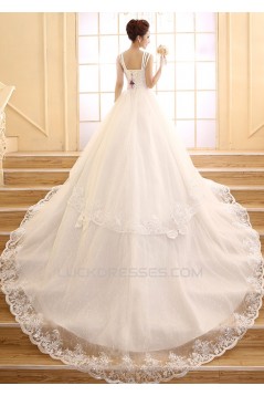 Ball Gown Beaded Bowknot Lace Bridal Wedding Dresses WD010507