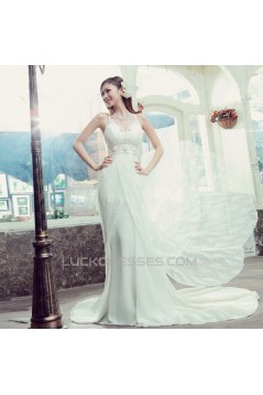 Sheath/Column Lace and Chiffon Bridal Wedding Dresses WD010513
