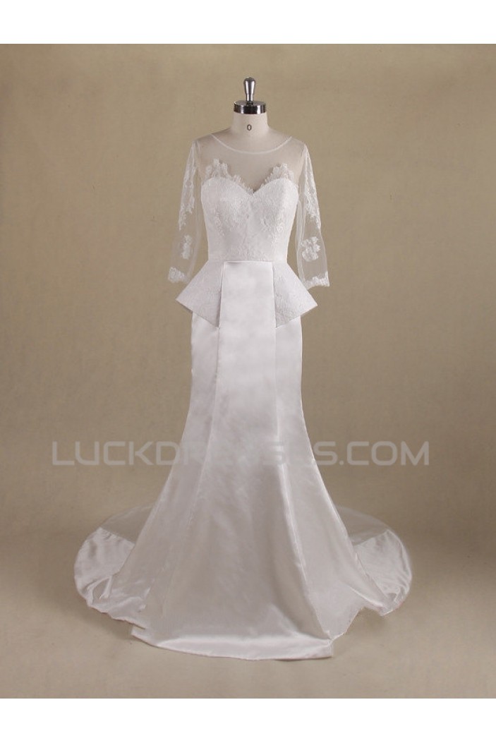 Trumpet/Mermaid 3/4 Sleeves Lace Bridal Wedding Dresses WD010553