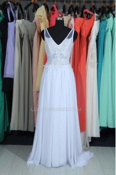 A-line V-neck Chiffon and Lace Bridal Wedding Dresses WD010561