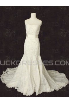 Trumpet/Mermaid Strapless Lace Bridal Wedding Dresses WD010564