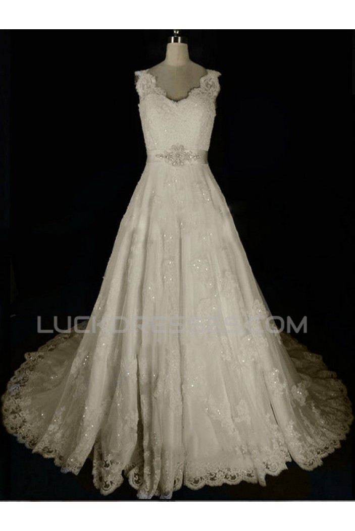 A-line Beaded Lace Bridal Wedding Dresses WD010581