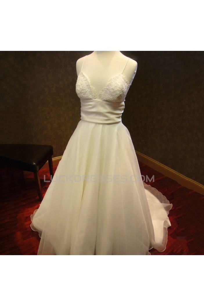 A-line Spaghetti Strap Lace Bridal Wedding Dresses WD010590