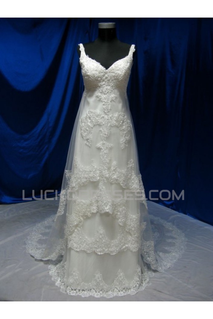 A-line Straps Lace Bridal Wedding Dresses WD010597