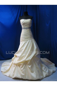 A-line Strapless Beade Bridal Wedding Dresses WD010599