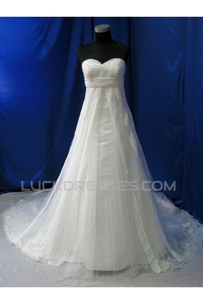 Empire Sweetheart Lace Maternity Bridal Wedding Dresses WD010600