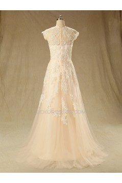 A-line V-neck Lace Bridal Wedding Dresses WD010605