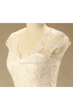 A-line V-neck Lace Bridal Wedding Dresses WD010605