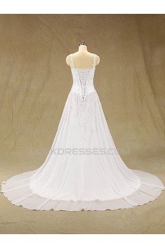 A-line Straps Lace and Chiffon Bridal Wedding Dresses WD010610