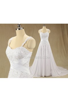 A-line Straps Lace and Chiffon Bridal Wedding Dresses WD010610