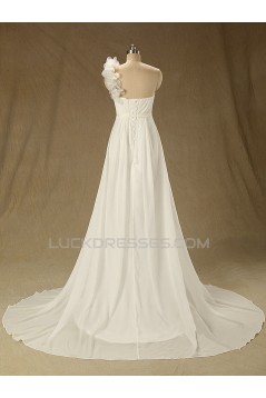 A-line One Shoulder Chiffon Bridal Wedding Dresses WD010622