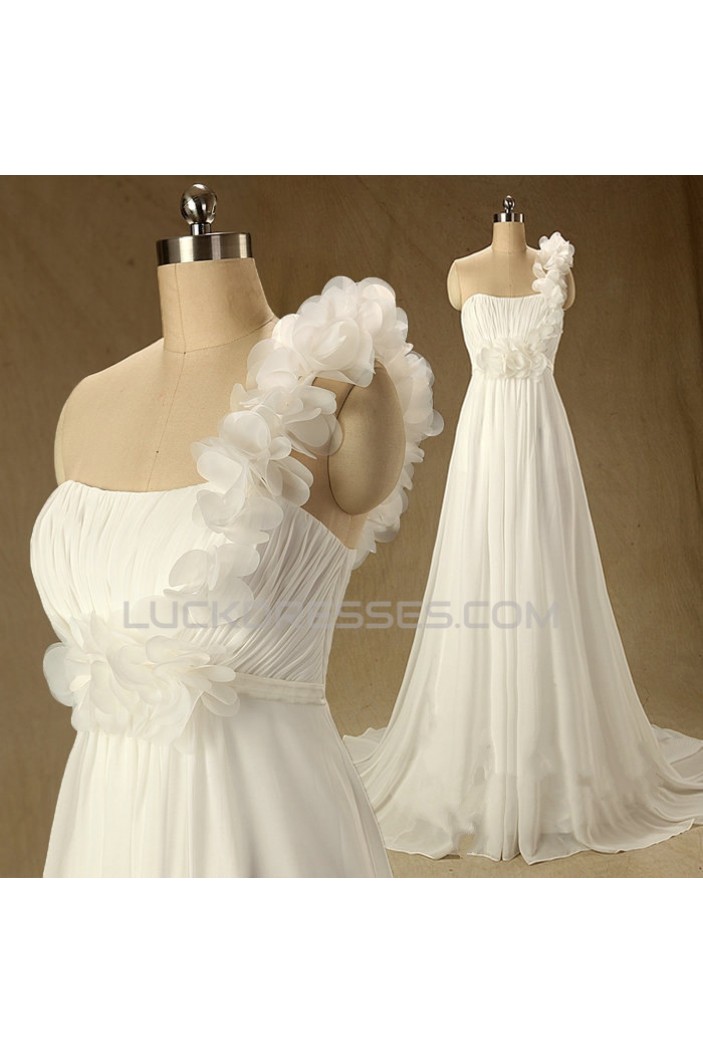 A-line One Shoulder Chiffon Bridal Wedding Dresses WD010622